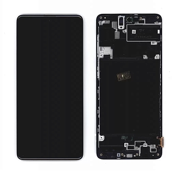 Дисплей для Samsung Galaxy A71 (A715F) в рамке + тачскрин, черный (оригинал)