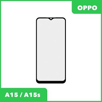 Стекло + OCA пленка для переклейки Oppo A15, A15s, черный