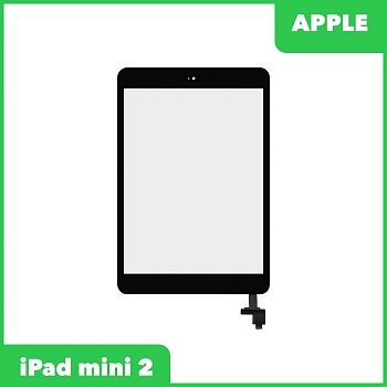 Тачскрин (сенсорное стекло) для планшета Apple iPad Mini 2 (A1489, A1490, A1491) с кнопкой Home, под разъем, черный, класс А, 8.0